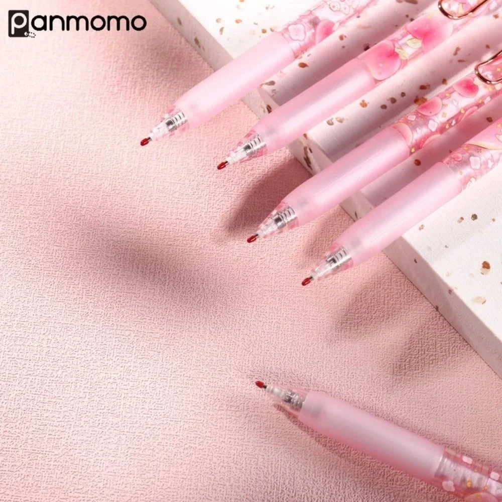 Joytop Peach Gel Pen Set 6 Pack Pink Rose Gold Clip 0.5mm Retractable Stationery